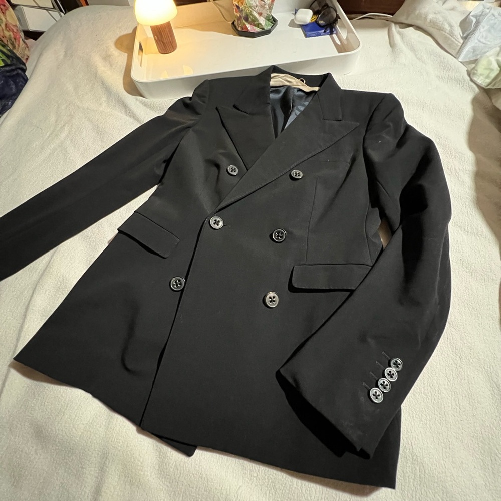 Black Double Breasted Lined Jacket